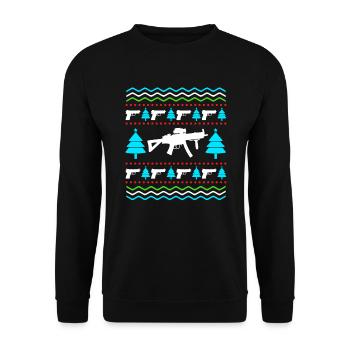 Pistolets de Noël Ugly Christmas permis de port d’armes - Sweat-shirt Unisexe - noir - Devant - Alina (178cm) & Michal (187cm)