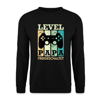 Level Vater 2022 freigeschaltet werdender Papa - Unisex Pullover - Schwarz - Vorne - Alina (178cm) & Michal (187cm)