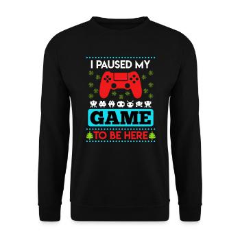 Noël Gamer paused Game to be here Ugly - Sweat-shirt Unisexe - noir - Devant - Alina (178cm) & Michal (187cm)