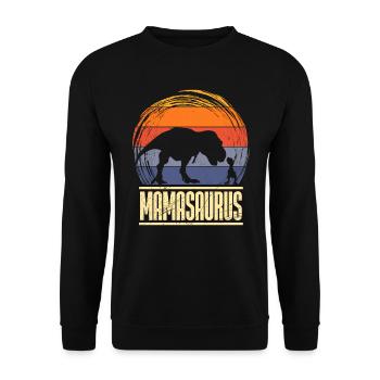 Werdende Mama 2022 Mamasaurus Vintage - Unisex Pullover - Schwarz - Vorne - Alina (178cm) & Michal (187cm)