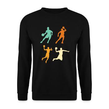 Cool Basketball Players Basketball Retro - Unisex Sweatshirt - black - Front - Alina (178cm) & Michal (187cm)