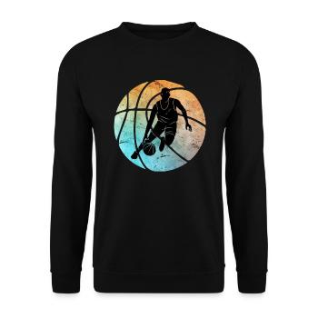 Vintage Basketball Retro Basketball Player - Unisex Sweatshirt - black - Front - Alina (178cm) & Michal (187cm)