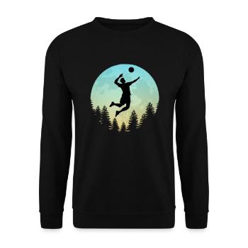 Volleyballspieler Mond Vollmond Volleyballer - Unisex Pullover - Schwarz - Vorne - Alina (178cm) & Michal (187cm)