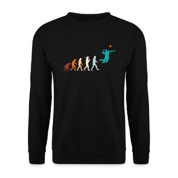 Volleyballer Aufschlag Evolution Volleyball - Unisex Pullover - Schwarz - Vorne - Alina (178cm) & Michal (187cm)