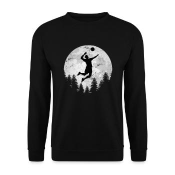 Volleyball Vollmond Aufschlag Schmetterball - Unisex Pullover - Schwarz - Vorne - Alina (178cm) & Michal (187cm)