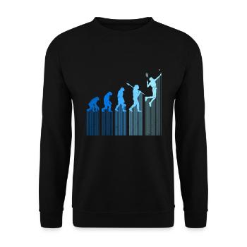 Badmintonspieler Evolution Affe Mensch Entwicklung - Unisex Pullover - Schwarz - Vorne - Alina (178cm) & Michal (187cm)