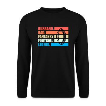 Fantasy Football Spruch Husband Dad Fantasy - Unisex Pullover - Schwarz - Vorne - Alina (178cm) & Michal (187cm)