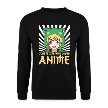 A Girl who loves Anime Manga Waifu - Unisex Pullover - Schwarz - Vorne - Alina (178cm) & Michal (187cm)
