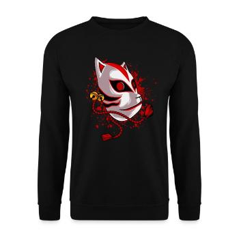 Kitsune japanische Fuchs Maske Anime Manga - Unisex Pullover - Schwarz - Vorne - Alina (178cm) & Michal (187cm)