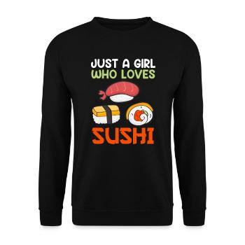 Damen Sushi Spruch japanisches Essen - Unisex Pullover - Schwarz - Vorne - Alina (178cm) & Michal (187cm)