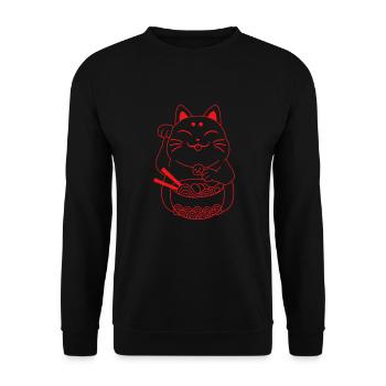 Waving cat Japan Japanese cat ramen - Unisex Sweatshirt - black - Front - Alina (178cm) & Michal (187cm)