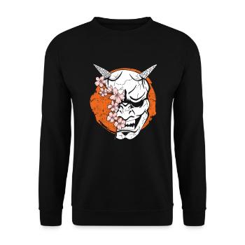 Oni Demon Japonais Diable Japon Masque - Sweat-shirt Unisexe - noir - Devant - Alina (178cm) & Michal (187cm)