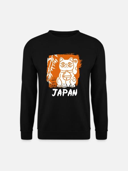 Chat ondulant Maneki-Neko Japon Chaton - Sweat-shirt Unisexe - noir
