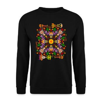 Feiern Sie den Tag der Toten im mexikanischen Stil - Unisex Pullover - Schwarz - Vorne - Alina (178cm) & Michal (187cm)