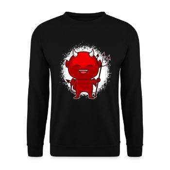 Kleiner Teufel Satan Antichrist - Unisex Pullover - Schwarz - Vorne - Alina (178cm) & Michal (187cm)