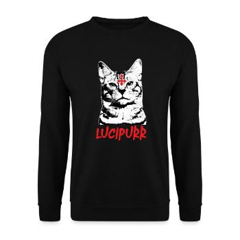 Lucipurr Rock Satan Chat Chat Chat - Sweat-shirt Unisexe - noir - Devant - Alina (178cm) & Michal (187cm)