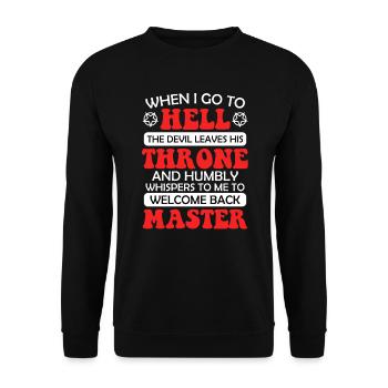 Sarkasmus Teufel Witz Satan Antichrist Böse Gemein - Unisex Pullover - Schwarz - Vorne - Alina (178cm) & Michal (187cm)
