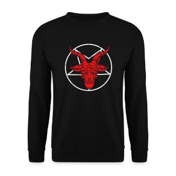 Bafomet Baphomet Satan Teufel Symbol 666 - Unisex Pullover - Schwarz - Vorne - Alina (178cm) & Michal (187cm)