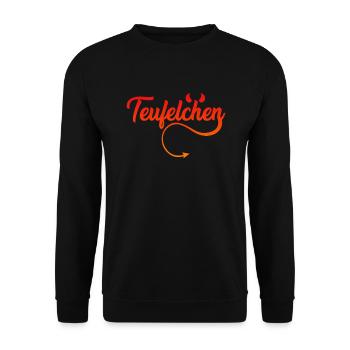 Engelchen Teufelchen Teufel - Unisex Pullover - Schwarz - Vorne - Alina (178cm) & Michal (187cm)