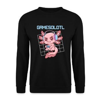 Kawaii Manga Axolotl Gaming Axolotl Gamer - Unisex Pullover - Schwarz - Vorne - Alina (178cm) & Michal (187cm)