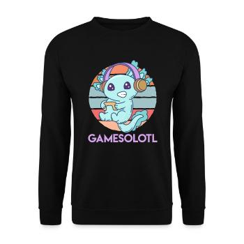 Gamesolotl Axolotl Gamer - Unisex Pullover - Schwarz - Vorne - Alina (178cm) & Michal (187cm)
