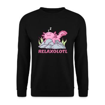 Chiller Axolotl Late Riser Axolotl - Unisex Sweatshirt - black - Front - Alina (178cm) & Michal (187cm)