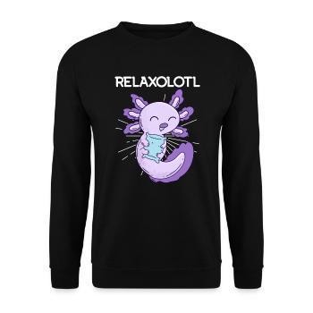 Relax Chill Axolotl Relaxolotl Langschläfer - Unisex Pullover - Schwarz - Vorne - Alina (178cm) & Michal (187cm)