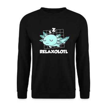 Relaxolotl Late Riser Axolotl - Unisex Sweatshirt - black - Front - Alina (178cm) & Michal (187cm)