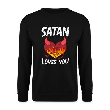 Satan loves You Party Teufel Antichrist - Unisex Pullover - Schwarz - Vorne - Alina (178cm) & Michal (187cm)