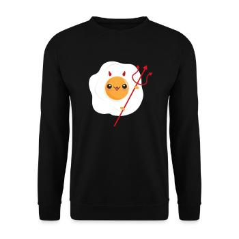 Devil Egg Fried Egg Satan Devil - Unisex Sweatshirt - black - Front - Alina (178cm) & Michal (187cm)