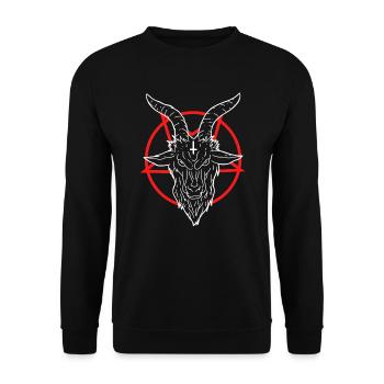 666 Satan Teufel Antichrist Ziege Pentagramm - Unisex Pullover - Schwarz - Vorne - Alina (178cm) & Michal (187cm)
