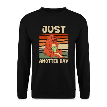 Just Anotter Day Otter Kaffe Kaffetrinker - Unisex Pullover - Schwarz - Vorne - Alina (178cm) & Michal (187cm)