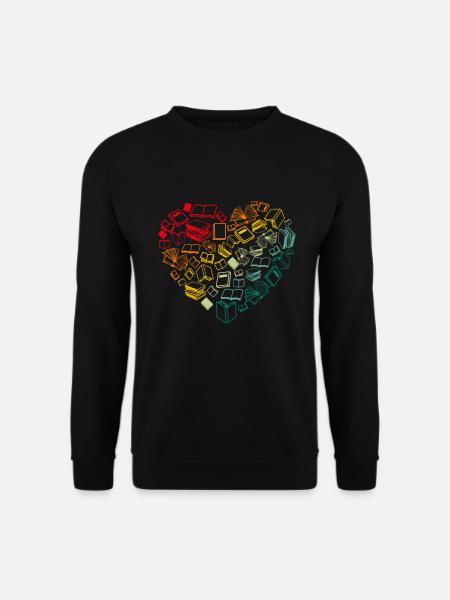 Bücher Liebe Herz Bücherwurm Leseratte - Unisex Pullover - Schwarz