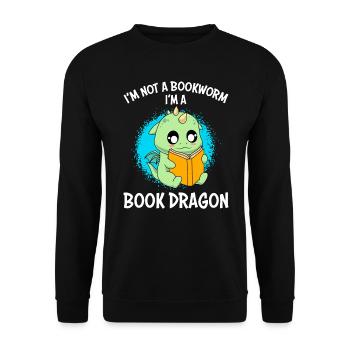 No Bookworm Book Dragon Dragon Children - Unisex Sweatshirt - black - Front - Alina (178cm) & Michal (187cm)