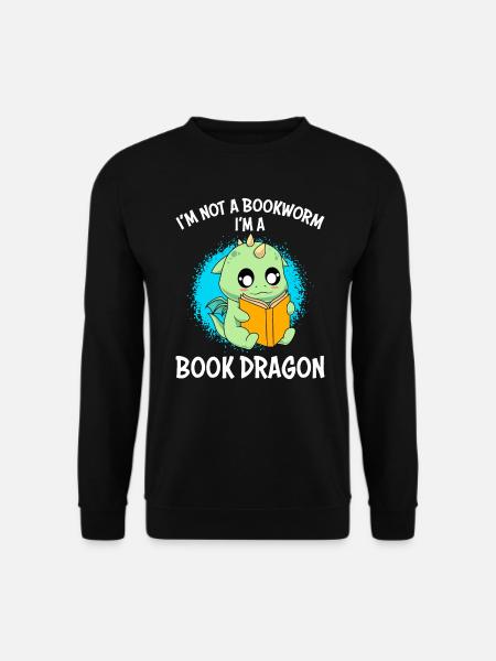 Kein Bücherwurm Bücherdrache Drachen Kinder - Unisex Pullover - Schwarz
