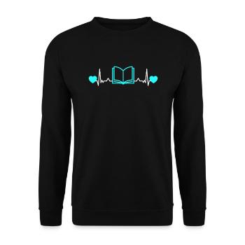 Bookworm Bookworm Books Heartbeat Heart - Unisex Sweatshirt - black - Front - Alina (178cm) & Michal (187cm)