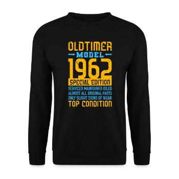 Oldtimer 1962 60. Geburtstag 60 Jahre Herren - Unisex Pullover - Schwarz - Vorne - Alina (178cm) & Michal (187cm)
