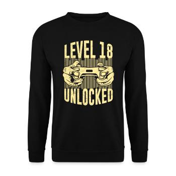 Level 18 unlocked 18 years birthday boy - Unisex Sweatshirt - black - Front - Alina (178cm) & Michal (187cm)