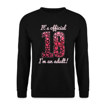 18 years birthday girl 18th birthday - Unisex Sweatshirt - black - Front - Alina (178cm) & Michal (187cm)