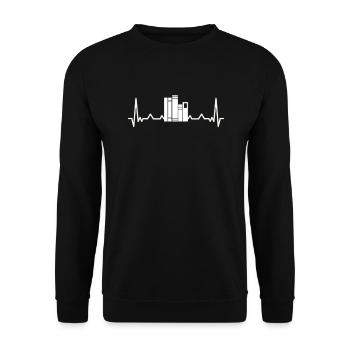 Editor Heartbeat Books Heart Rate - Unisex Sweatshirt - black - Front - Alina (178cm) & Michal (187cm)