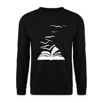 Books Birds Seagull Bookworm - Unisex Sweatshirt - black - Front - Alina (178cm) & Michal (187cm)
