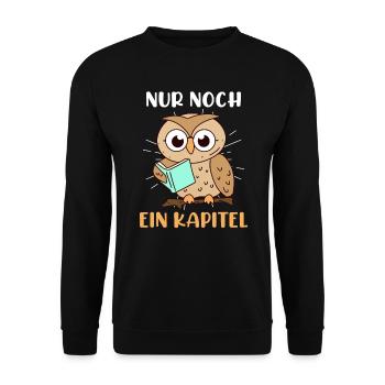 Lehrer Bücherwurm Nur noch ein Kapitel Lese Eule - Unisex Pullover - Schwarz - Vorne - Alina (178cm) & Michal (187cm)