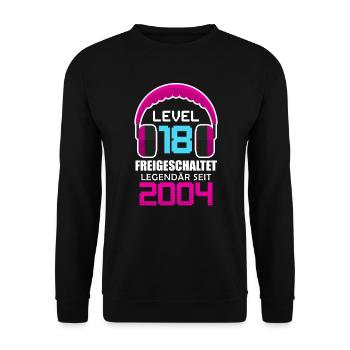 18th Birthday Girl Level 18 unlocked - Unisex Sweatshirt - black - Front - Alina (178cm) & Michal (187cm)