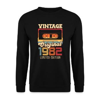 Vintage Original 1982 Edition 40 Jahre - Unisex Pullover - Schwarz - Vorne - Alina (178cm) & Michal (187cm)