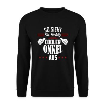 So sieht ein richtig cooler Onkel aus Onkel - Unisex Pullover - Schwarz - Vorne - Alina (178cm) & Michal (187cm)