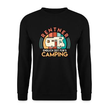 Vintage Wohnmobil Camper Rente 2022 Rentner - Unisex Pullover - Schwarz - Vorne - Alina (178cm) & Michal (187cm)