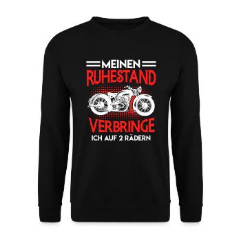 Pensionär Motorradfahrer in Rente 2022 Rentner - Unisex Pullover - Schwarz - Vorne - Alina (178cm) & Michal (187cm)