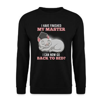 Master Abschluss 2022 Katzenbesitzer - Unisex Pullover - Schwarz - Vorne - Alina (178cm) & Michal (187cm)