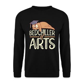 Bedchiller of Arts Bachelorabschluss Bachelor - Unisex Pullover - Schwarz - Vorne - Alina (178cm) & Michal (187cm)