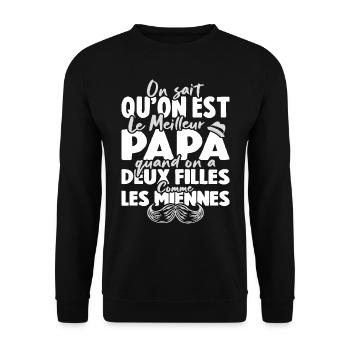 Meilleur Papa Avec Deux Filles Comme Les Miennes - Sweat-shirt Unisexe - noir - Devant - Alina (178cm) & Michal (187cm)